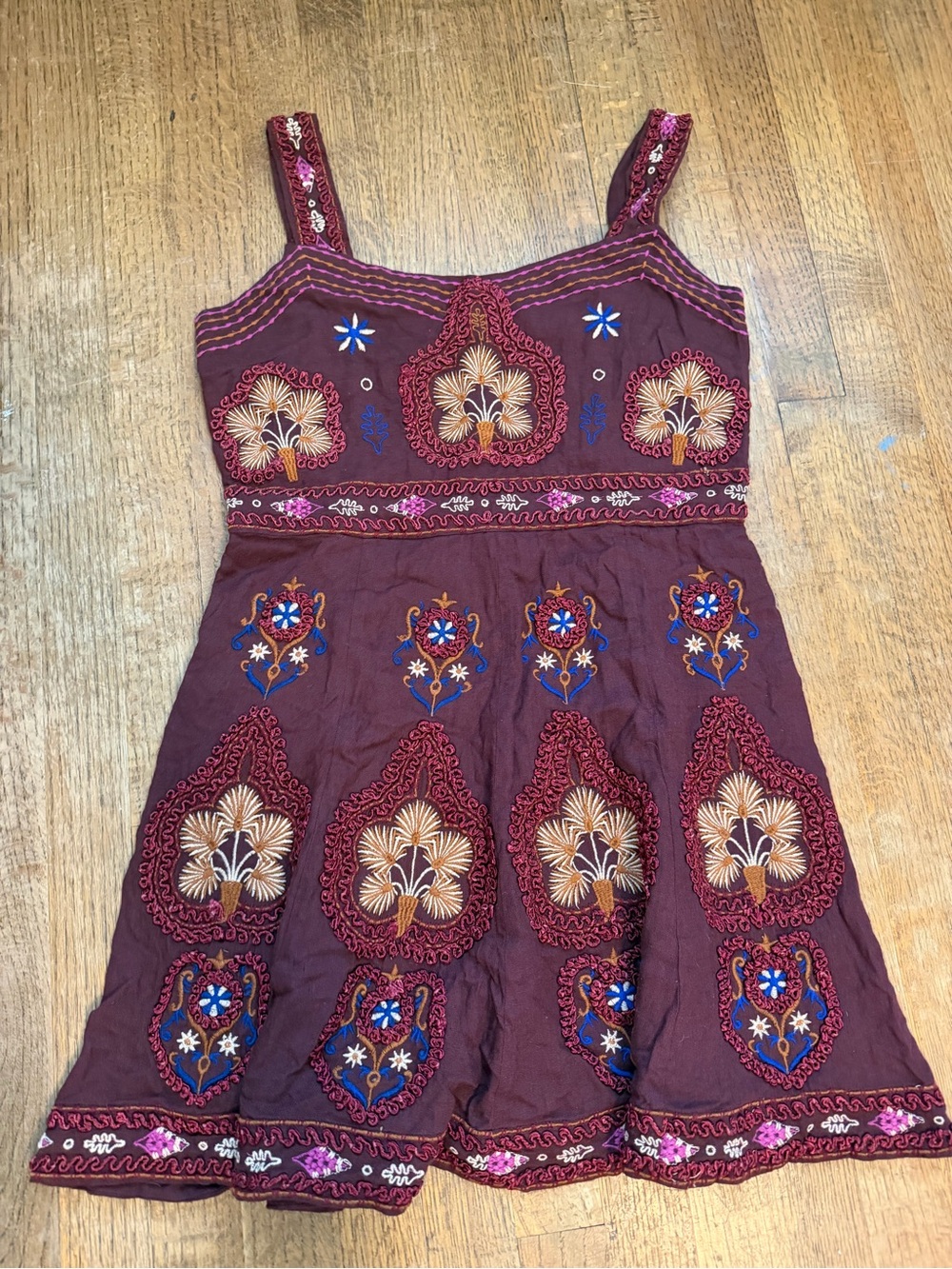 Karen Millen Burgundy Embroidered Sleeveless Sundress